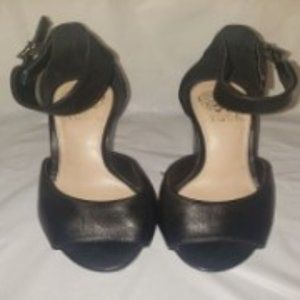 Vince Camuto Black Leather Wedge Sandals